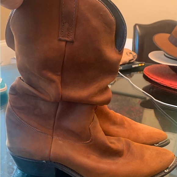 Brown Heeled Cowboy Boots with Smooth Leather and Mid-Calf Height - Picture 1 of 8